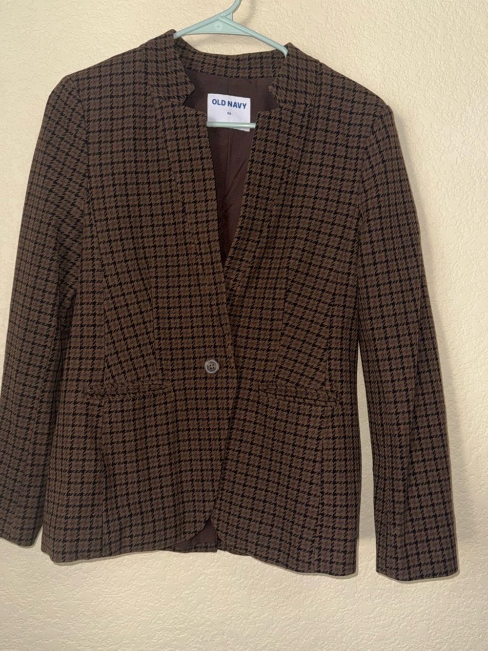 Old Navy Women's Brown Houndstooth Blazer Jacket
